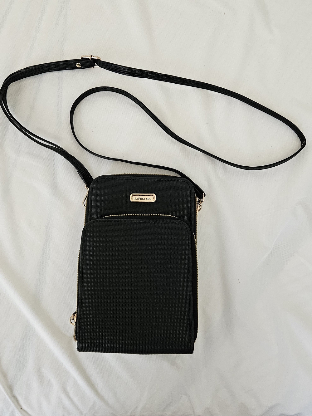 Black Structured Crossbody Phone Bag